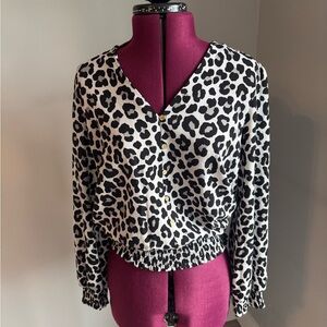 Michael Kors Black and White Leopard Blouse